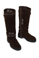 Woman Brown Thick-Soled Suede Boots | Derimod Woman Brown Thick-Soled Suede Boots | Derimod
