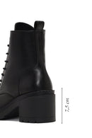 Women's Black Zippered Thick Heeled Leather Ankle Boots | Derimod Women's Black Zippered Thick Heeled Leather Ankle Boots | Derimod