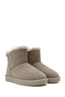 Women's Mink Fur Detailed Suede Leather Boots | Derimod Women's Mink Fur Detailed Suede Leather Boots | Derimod