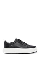 Men's Black Lace-up Thick-Sole Leather Sneaker | Derimod Men's Black Lace-up Thick-Sole Leather Sneaker | Derimod