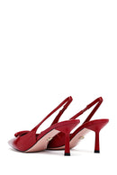 Women's Red Slingback Thin Heel Leather Shoes | Derimod Women's Red Slingback Thin Heel Leather Shoes | Derimod