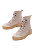 Women's Beige Suede Leather Boots | Derimod Women's Beige Suede Leather Boots | Derimod