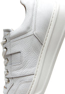 Erkek Beyaz Bağcıklı Deri Sneaker | Derimod Erkek Beyaz Bağcıklı Deri Sneaker | Derimod