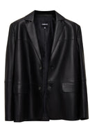 Rodrygo Men's Black Blazer Leather Jacket | Derimod Rodrygo Men's Black Blazer Leather Jacket | Derimod