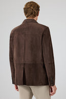 Rodrygo Men's Brown Blazer Suede Leather Jacket | Derimod Rodrygo Men's Brown Blazer Suede Leather Jacket | Derimod