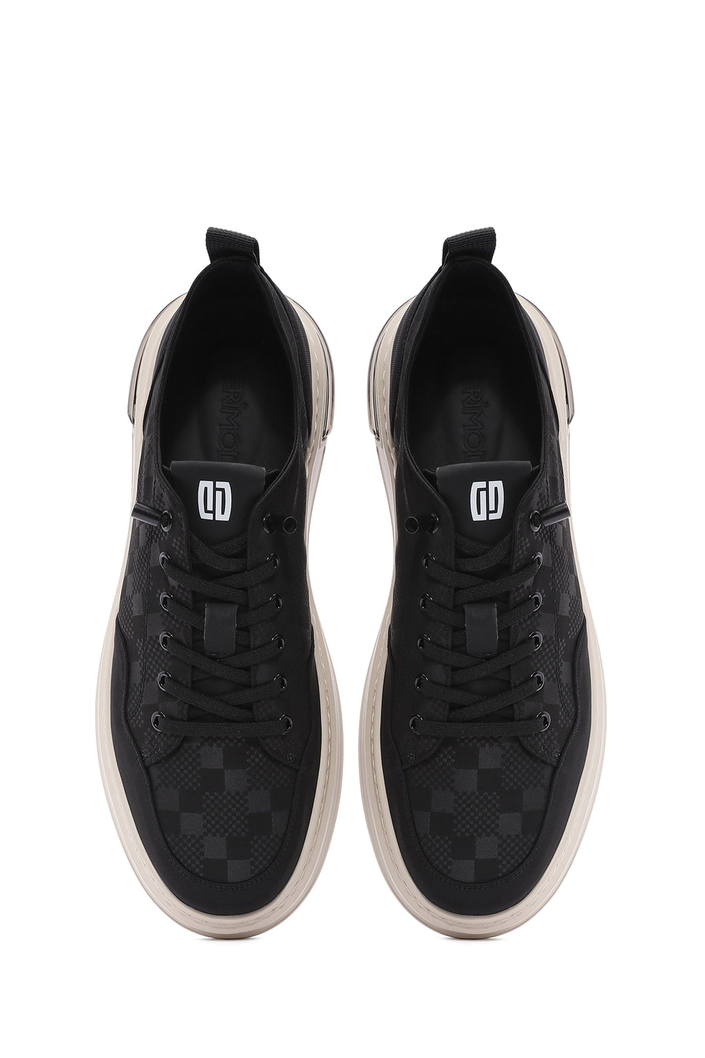 Erkek Siyah Bağcıklı Desenli Kumaş Sneaker