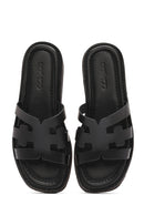 Women's Black Leather Slippers | Derimod Women's Black Leather Slippers | Derimod