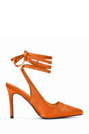Women's Orange Ankle Strap Satin Heeled Shoes | Derimod Women's Orange Ankle Strap Satin Heeled Shoes | Derimod