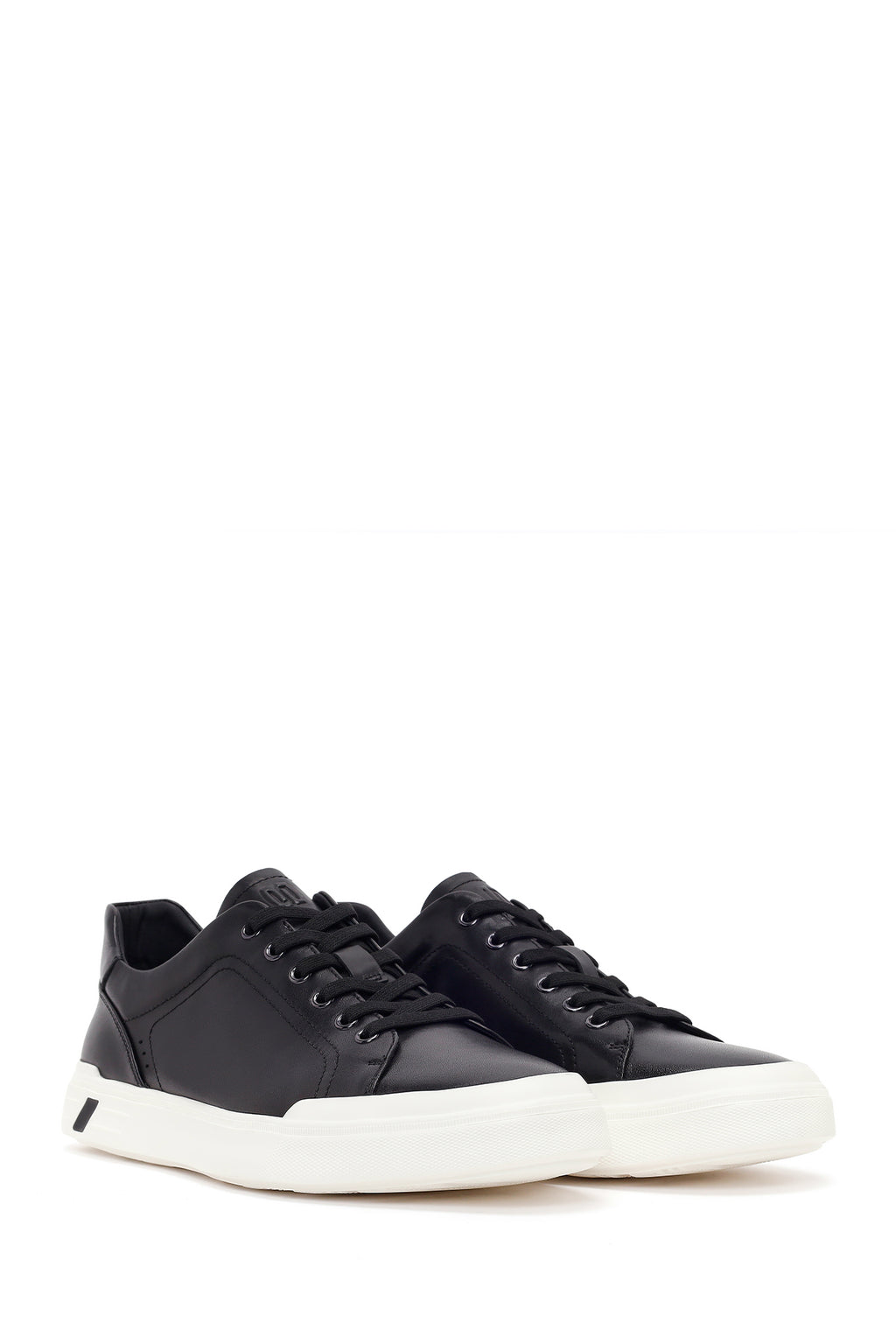 Erkek Siyah Bağcıklı Deri Sneaker