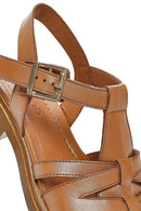 Women's Tan Leather Ankle Buckle Sandals | Derimod Women's Tan Leather Ankle Buckle Sandals | Derimod
