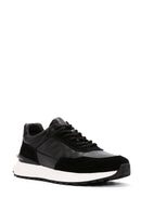 Erkek Siyah Bağcıklı Kalın Tabanlı Deri Casual Sneaker | Derimod Erkek Siyah Bağcıklı Kalın Tabanlı Deri Casual Sneaker | Derimod