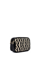 Women's Black Long Strap Patterned Crossbody Bag | Derimod Women's Black Long Strap Patterned Crossbody Bag | Derimod