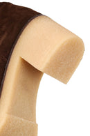 Women's Brown Zippered Thick Heeled Suede Leather Boot | Derimod Women's Brown Zippered Thick Heeled Suede Leather Boot | Derimod