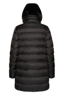 Geox Women's Black Desya Double Collar Hooded Fur Coat | Derimod Geox Women's Black Desya Double Collar Hooded Fur Coat | Derimod