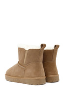 Women's Camel Fur Detailed Suede Leather Boots | Derimod Women's Camel Fur Detailed Suede Leather Boots | Derimod