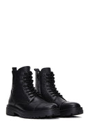 Men's Black Leather Zippered Boots | Derimod Men's Black Leather Zippered Boots | Derimod