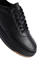 Erkek Siyah Bağcıklı Deri Sneaker | Derimod Erkek Siyah Bağcıklı Deri Sneaker | Derimod