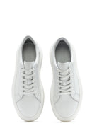 Men's White Lace-up Thick-Sole Leather Sneaker | Derimod Men's White Lace-up Thick-Sole Leather Sneaker | Derimod