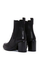 Women's Black Leather Heeled Chelsea Boots | Derimod Women's Black Leather Heeled Chelsea Boots | Derimod