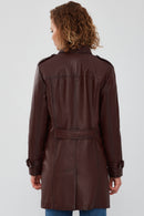 Scarlet Women's Brown Leather Trench Coat | Derimod Scarlet Women's Brown Leather Trench Coat | Derimod
