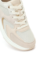 Woman Beige Lace-Up Wedge Sneaker | Derimod Woman Beige Lace-Up Wedge Sneaker | Derimod
