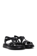 Women's Black Leather Comfort Sandals | Derimod Women's Black Leather Comfort Sandals | Derimod