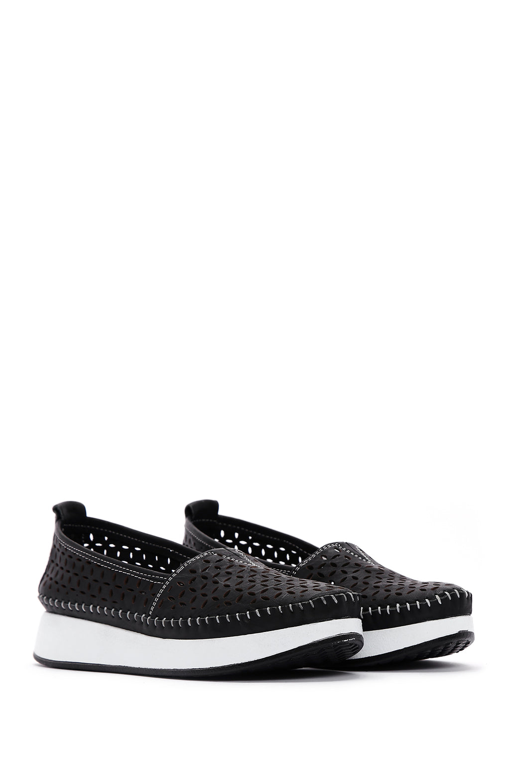 Kadın Siyah Kalın Tabanlı Deri Konfor Loafer