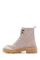 Women's Beige Suede Leather Boots | Derimod Women's Beige Suede Leather Boots | Derimod