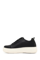 Women's Black Lace-Up Thick-Soled Leather Sneaker | Derimod Women's Black Lace-Up Thick-Soled Leather Sneaker | Derimod