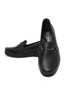 Woman Black Buckled Wedge Heel Leather Loafer | Derimod Woman Black Buckled Wedge Heel Leather Loafer | Derimod