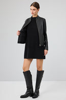 Delano Women's Black Short Leather Jacket | Derimod Delano Women's Black Short Leather Jacket | Derimod