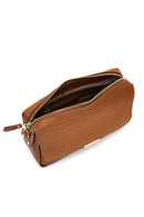 Woman Tan Chain-Strap Suede Crossbody Bag | Derimod Woman Tan Chain-Strap Suede Crossbody Bag | Derimod