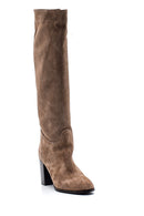 Women's Suede Heeled Leather Boots | Derimod Women's Suede Heeled Leather Boots | Derimod