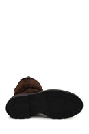 Woman Brown Thick-Soled Suede Boots | Derimod Woman Brown Thick-Soled Suede Boots | Derimod