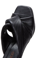 Women's Black Leather Heeled Slippers | Derimod Women's Black Leather Heeled Slippers | Derimod