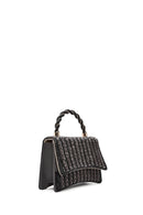 Women's Anthracite Long Strap Stone Mini Handbag | Derimod Women's Anthracite Long Strap Stone Mini Handbag | Derimod