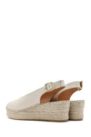 Women's Cream Ankle Buckle Wedge Heel Leather Espadrille Sandals | Derimod Women's Cream Ankle Buckle Wedge Heel Leather Espadrille Sandals | Derimod