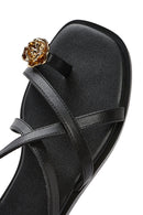 Women's Black Buckled Flip Flop Sandals | Derimod Women's Black Buckled Flip Flop Sandals | Derimod