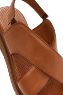 Women's Tan Elastic Leather Sandals | Derimod Women's Tan Elastic Leather Sandals | Derimod