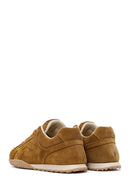 Woman Camel Lace-up Suede Leather Sneaker | Derimod Woman Camel Lace-up Suede Leather Sneaker | Derimod