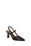 Woman Black Backless Heeled Leather Shoe | Derimod Woman Black Backless Heeled Leather Shoe | Derimod