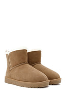 Women's Camel Fur Detailed Suede Leather Boots | Derimod Women's Camel Fur Detailed Suede Leather Boots | Derimod