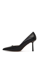 Women's Black Thin Heeled Leather Stiletto | Derimod Women's Black Thin Heeled Leather Stiletto | Derimod