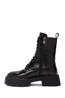 Women's Claret Red Zippered Leather Boots | Derimod Women's Claret Red Zippered Leather Boots | Derimod