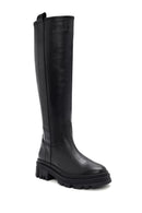 Woman Black Zippered Thick Sole Leather Boot | Derimod Woman Black Zippered Thick Sole Leather Boot | Derimod