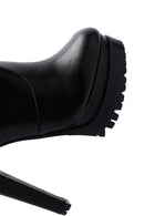 Women's Black Zippered High Heel Platform Leather Boots | Derimod Women's Black Zippered High Heel Platform Leather Boots | Derimod