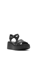 Women's Black Thick Soled Leather Comfort Sandals | Derimod Women's Black Thick Soled Leather Comfort Sandals | Derimod
