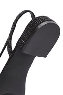 Women's Black Open Back Stoned Ballerinas | Derimod Women's Black Open Back Stoned Ballerinas | Derimod