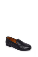 Kadın Siyah Desenli Deri Loafer | Derimod Kadın Siyah Desenli Deri Loafer | Derimod