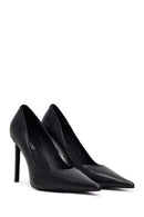 Woman Black Jeweled High Thin-Heeled Leather Stiletto | Derimod Woman Black Jeweled High Thin-Heeled Leather Stiletto | Derimod